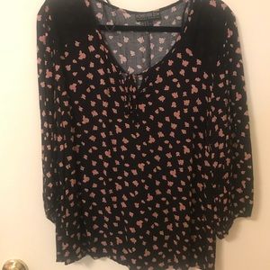 Black and flower pattern top